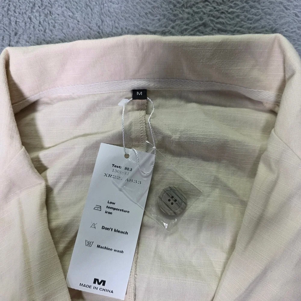 Mens M Blazer Cream Linen Blend Embroidered Pocket Casual XR22.A833